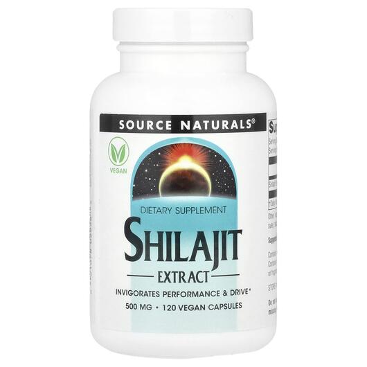 Основне фото товара Source Naturals, Shilajit Extract 500 mg, Шилайт, 120 капсул