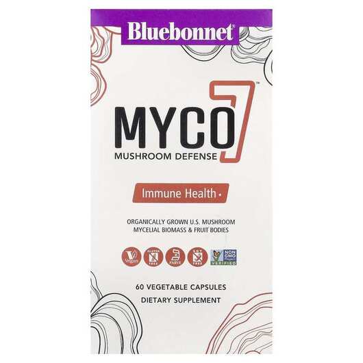 Основне фото товара Bluebonnet Nutrition, Myco7 Mushroom Defense, Гриби, 60 капсул
