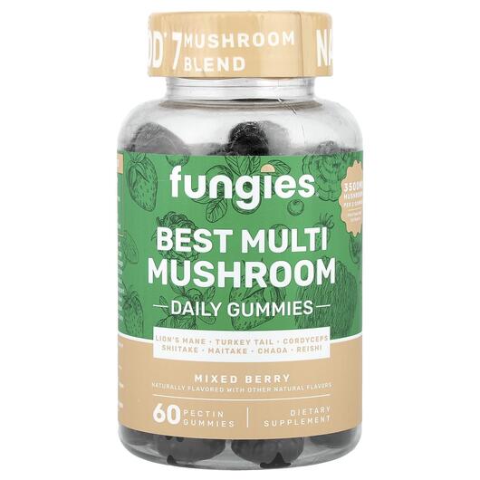 Основне фото товара Best Multi Mushroom Daily Gummies Mixed Berry, Гриби, 60 Pectin G