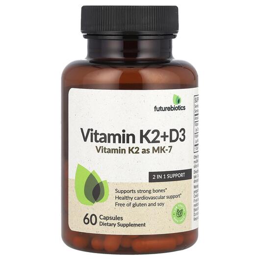 Основное фото товара Future Biotics, Витамин K2, Vitamin K2+D3, 60 капсул