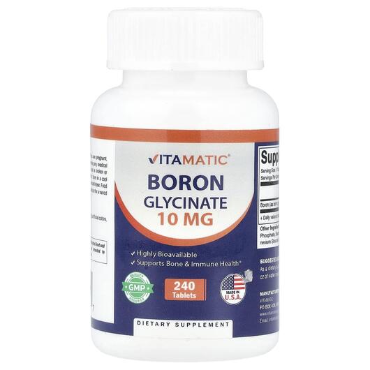 Основное фото товара Vitamatic, Бор, Boron Glycinate 10 mg, 240 таблеток