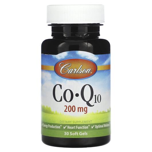 Основне фото товара Carlson, Co-Q10 200 mg, Коензим CoQ10, 30 капсул