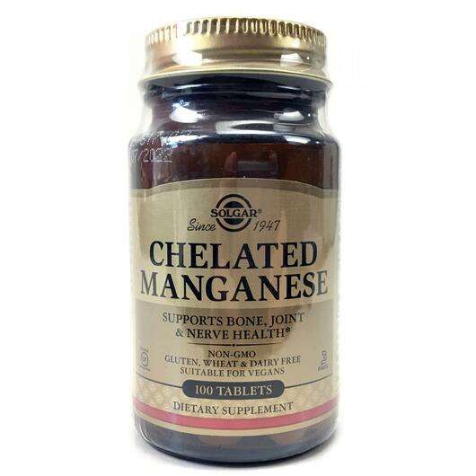 Основне фото товара Solgar, Chelated Manganese 8 mg, Марганець 8 мг, 100 таблеток
