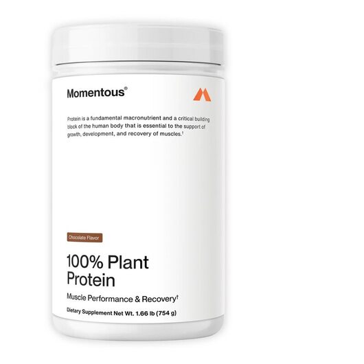 Основне фото товара Momentous, 100% Plant Protein Chocolate Flavor, Протеїн, 754 г
