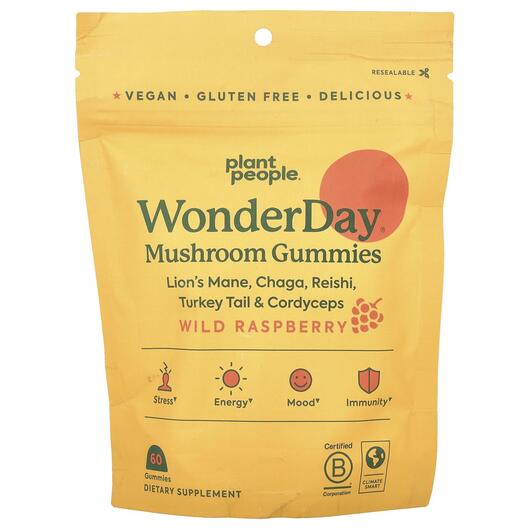 Основне фото товара WonderDay Mushroom Gummies Wild Raspberry, Гриби, 60 таблеток