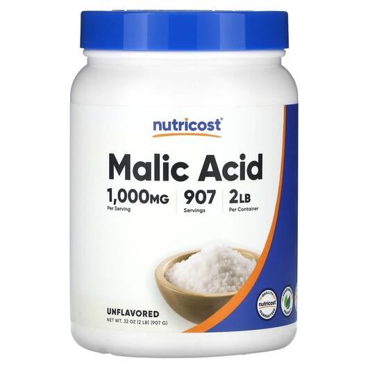 Основное фото товара Nutricost, Яблучная кислота, Malic Acid Unflavored, 907 г