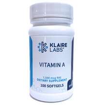 Вітамін А Ретінол Vitamin A Klaire Labs 100 капсул