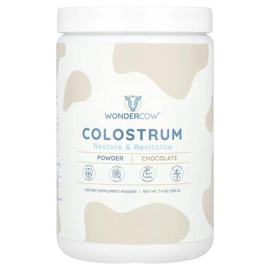 Основне фото товара Wondercow, Colostrum Powder Chocolate, Колострум, 209 г