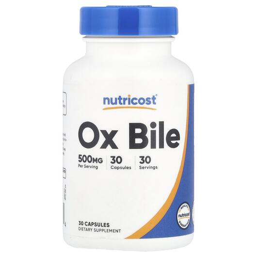 Основное фото товара Nutricost, Бычья желчь, Ox Bile 500 mg, 30 капсул