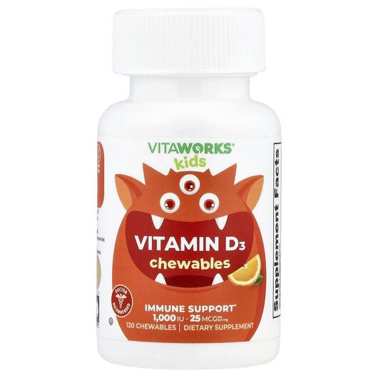 Основне фото товара VitaWorks, Kids Vitamin D3 Orange, Вітамін D, 120 таблеток