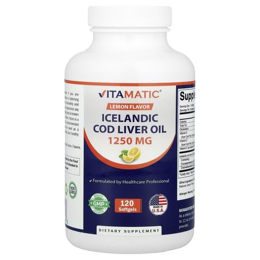 Основне фото товара Norwegian Cod Liver Oil Lemon 1250, Олія печінки тріски, 120 капс
