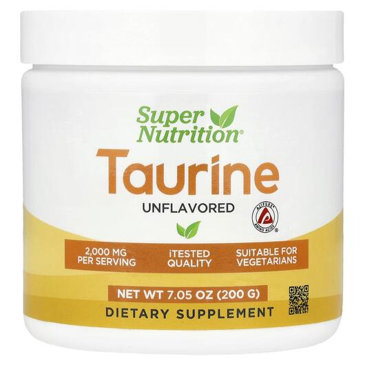Основне фото товара Super Nutrition, Taurine Unflavored, L-Таурин, 200 г