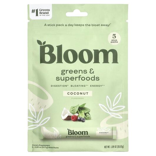 Основное фото товара Bloom, Поддержка пищеварения, Greens & Superfoods Coconut, 5 