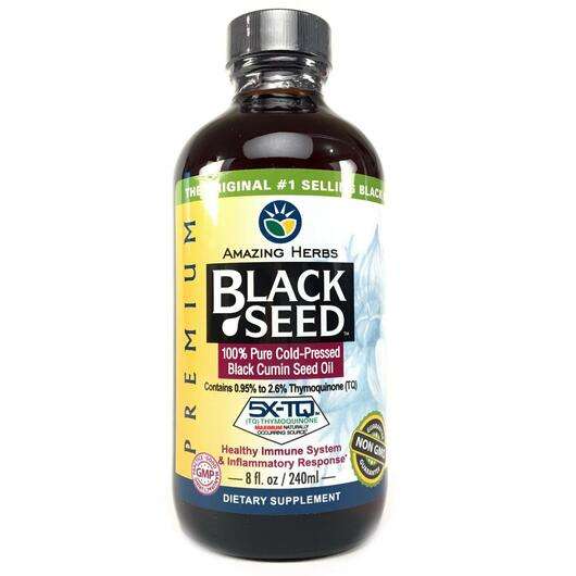 Основне фото товара Amazing Herbs, Black Seed, Олія Чорного Кмину, 240 мл