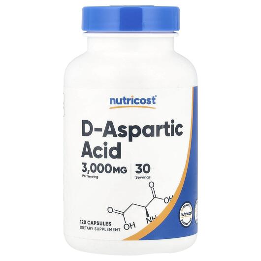 Основне фото товара Nutricost, D-Aspartic Acid 3000 mg, Аспартат, 120 капсул