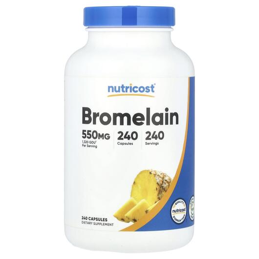 Основне фото товара Nutricost, Bromelain 550 mg, Бромелайн, 240 капсул