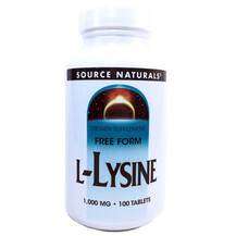 Фото товара L-Lysine 1000 mg 100 L-Лизин 1000 мг Source Naturals