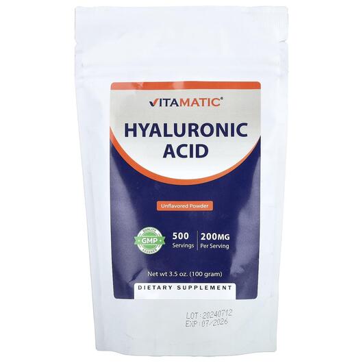 Основне фото товара Hyaluronic Acid Powder Unflavored, Гіалуронова кислота, 100 г