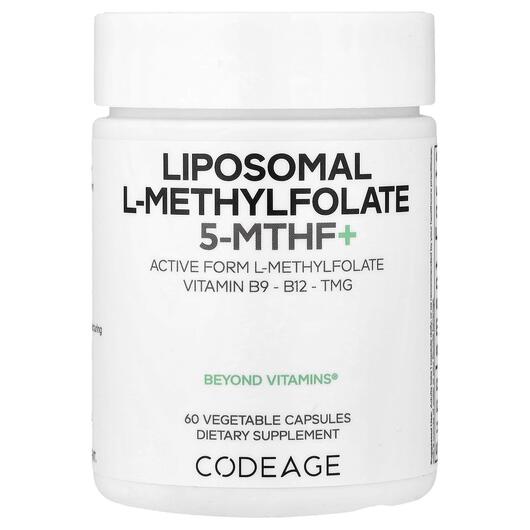 Основне фото товара CodeAge, Liposomal L-Methylfolate 5-MTHF+, Метилфолат, 60 капсул