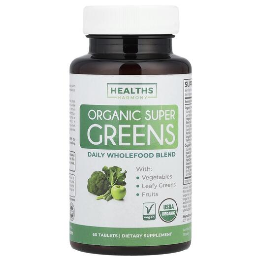 Основное фото товара Healths Harmony, Супергринс, Organic Super Greens, 60 таблеток