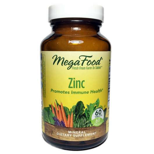 Основне фото товара Mega Food, Zinc Promotes Immune Health, Цинк, 60 таблеток