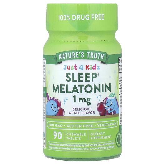 Основне фото товара Just 4 Kidz Sleep Melatonin Delicious Grape, Мелатонін, 90 таблет