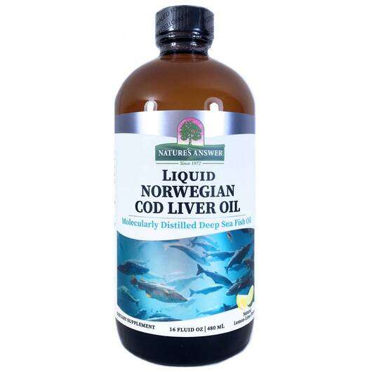 Основне фото товара Nature's Answer, Liquid Norwegian Cod Liver Oil, Омега-3 з печ...