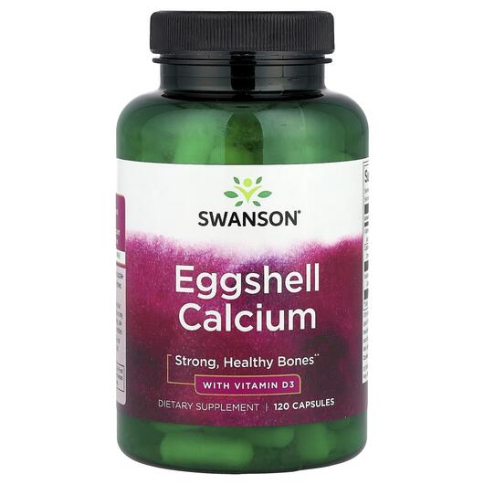 Основне фото товара Swanson, Eggshell Calcium With Vitamin D3, Кальцій, 120 капсул