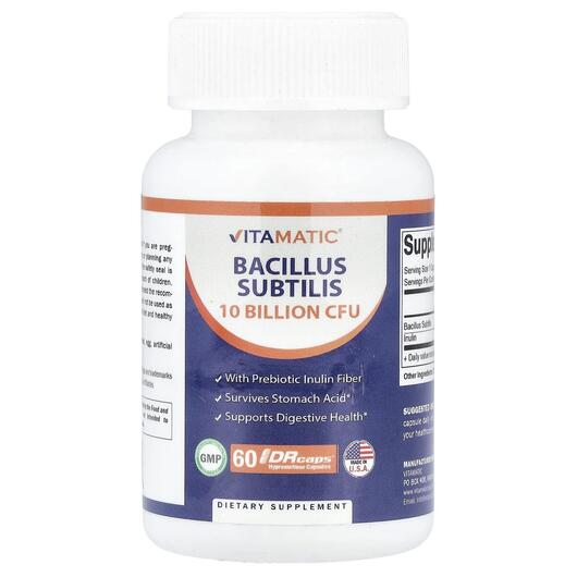 Основне фото товара Vitamatic, Bacillus Subtilis, Пробіотики, 60 капсул