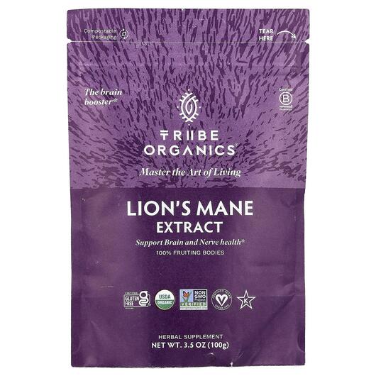 Основне фото товара Tribe Organics, Lion's Mane Extract, Гриби Левова Грива, 100