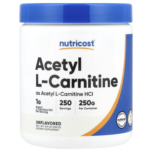 Основне фото товара Nutricost, Acetyl L-Carnitine Unflavored, L-Карнітин, 250 г