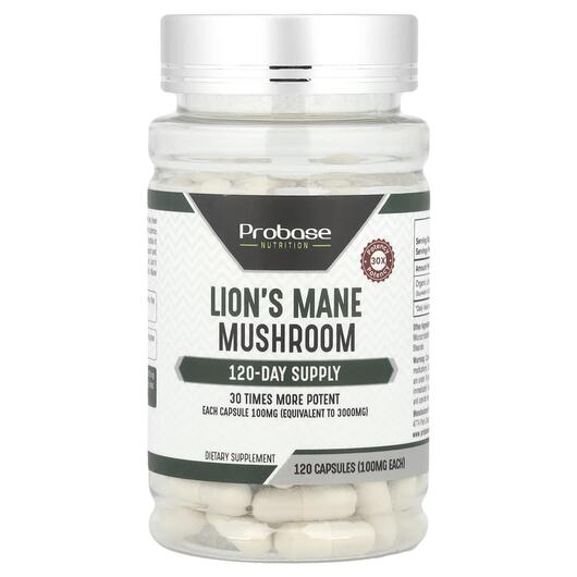 Основное фото товара Грибы Львиная грива, Lion's Mane Mushroom 100 mg, 120 капсул