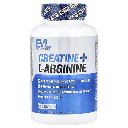 Основне фото товара Creatine Plus L-Arginine, L-Аргінін, 120 капсул
