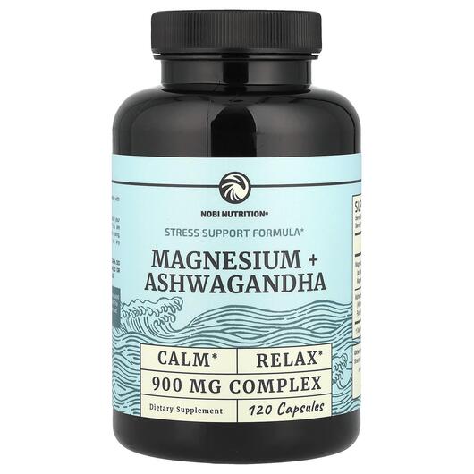 Основное фото товара Nobi Nutrition, Ашваганда, Magnesium + Ashwagandha, 120 капсул