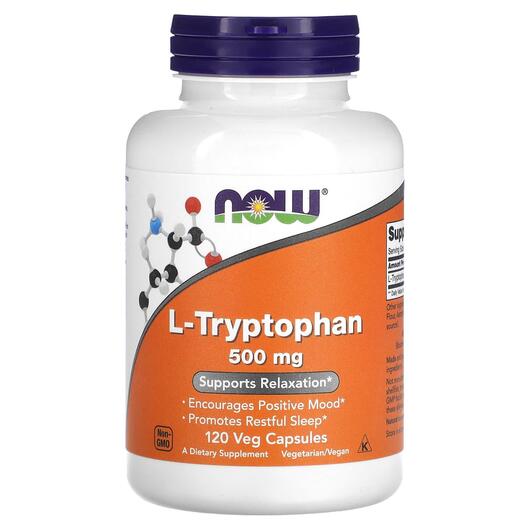 Основне фото товара NOW, L-Tryptophan 500 mg, L-Триптофан 500 мг, 120 капсул