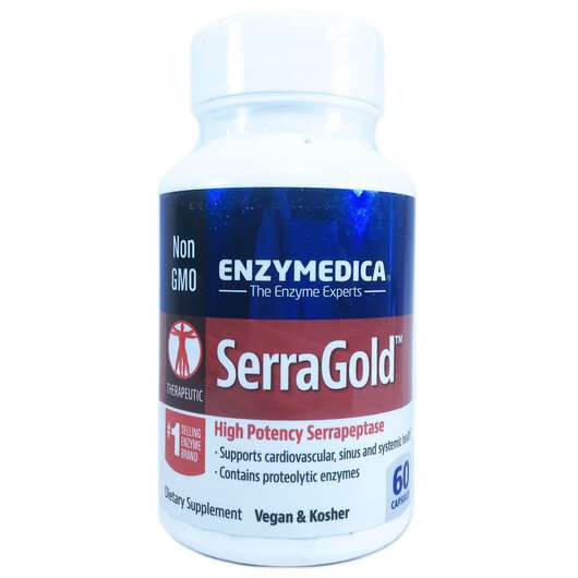 Основне фото товара Enzymedica, SerraGold, Серрапептаза, 60 капсул
