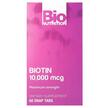 Фото товару Biotin Maximum Strength 10000 mcg, Вітамін B7 Біотин, 60 Snap Tab