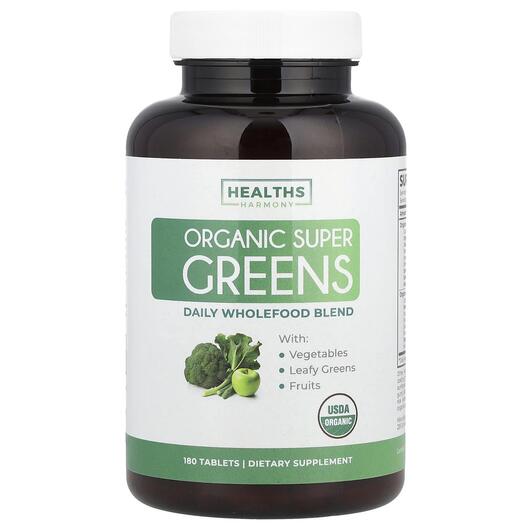 Основное фото товара Healths Harmony, Супергринс, Organic Super Greens, 180 таблеток