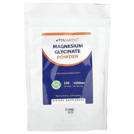 Основное фото товара Vitamatic, Магний Глицинат, Magnesium Glycinate Powder, 250 г
