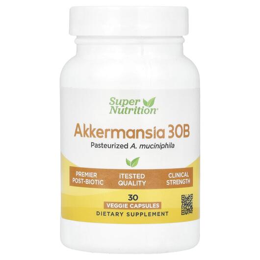 Основне фото товара Super Nutrition, Akkermansia 30B, Аккермансія, 30 капсул