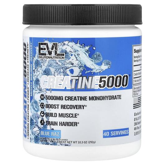 Основне фото товара EVLution Nutrition, Creatine 5000 Blue Raz, Креатин, 292 г