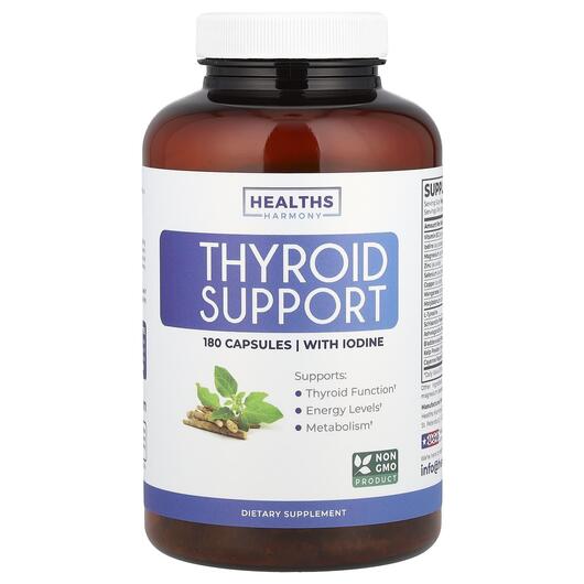 Основне фото товара Thyroid Support With Iodine, Підтримка щитоподібної залози, 180 к