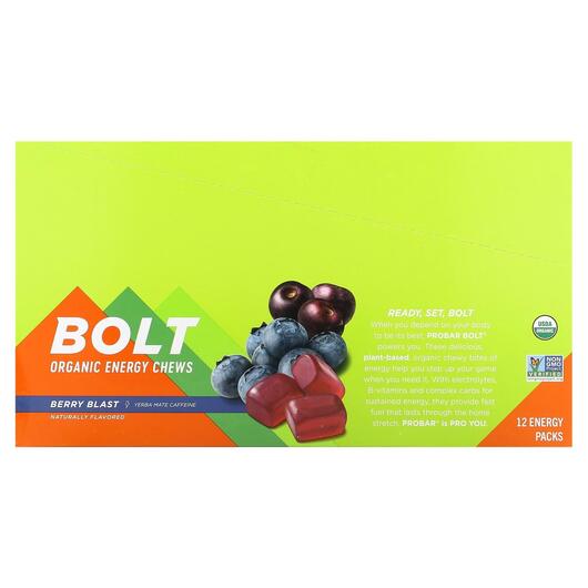 Основное фото товара Bolt Organic Energy Chews Berry Blast, Жевательный енергетик, 12 