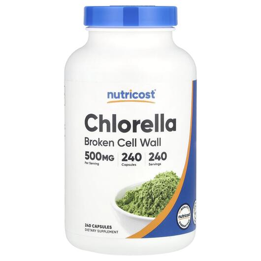 Основное фото товара Nutricost, Хлорелла, Chlorella 500 mg, 240 капсул