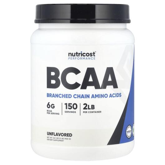 Основне фото товара Nutricost, BCAA Unflavored, БЦАА, 900 г