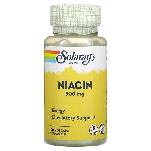 Основне фото товара Solaray, Niacin 500 mg, Ніацин 500 мг, 100 капсул
