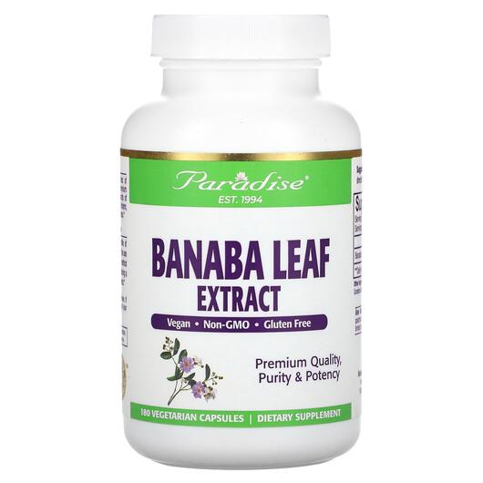 Основне фото товара Paradise Herbs, Banaba Leaf, Банаба, 180 капсул