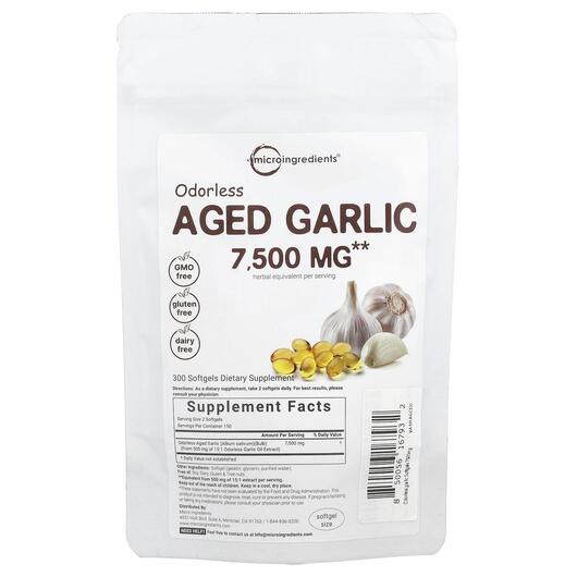 Основне фото товара Odorless Aged Garlic 7500 mg, Екстракт Часнику, 300 капсул
