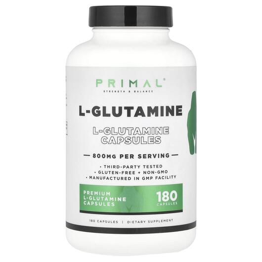 Основное фото товара PrePrimal, L-Глутамин, L-Glutamine 800 mg, 180 капсул