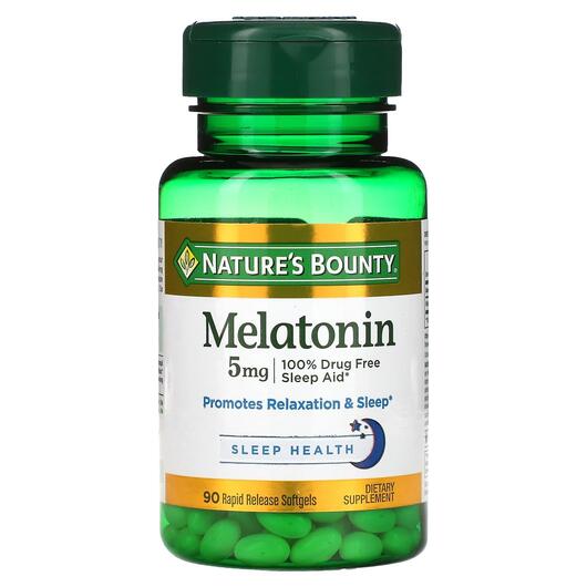 Основне фото товара Nature's Bounty, Melatonin 5 mg, Мелатонін 5 мг, 90 капсул